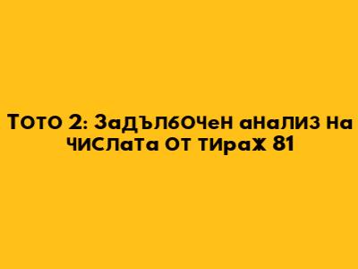 Тото 2: Задълбочен анализ на числата от тираж 81
