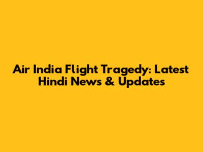 Air India Flight Tragedy: Latest Hindi News & Updates