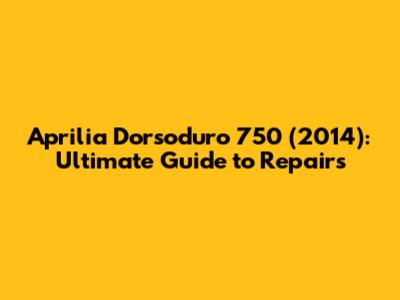 Aprilia Dorsoduro 750 (2014): Ultimate Guide to Repairs