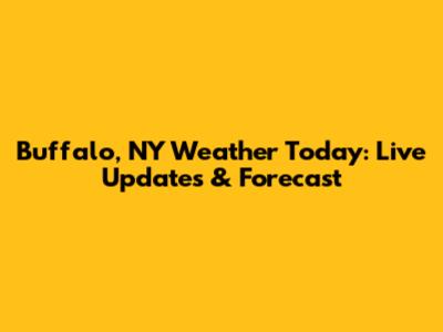 Buffalo, NY Weather Today: Live Updates & Forecast