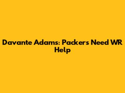 Davante Adams: Packers Need WR Help