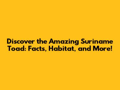 Discover the Amazing Suriname Toad: Facts, Habitat, and More!