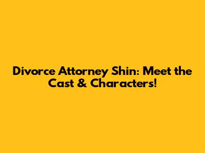 Divorce Attorney Shin: Meet the Cast & Characters!