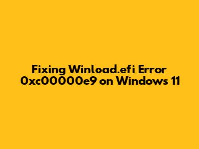 Fixing Winload.efi Error 0xc00000e9 on Windows 11