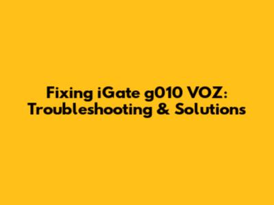 Fixing iGate g010 VOZ: Troubleshooting & Solutions