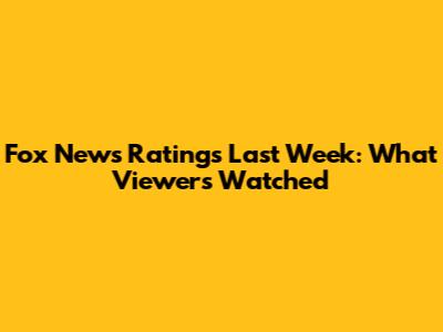 Fox News Ratings Last Week: What Viewers Watched