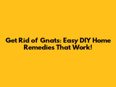 Get Rid of Gnats: Easy DIY Home Remedies That Work!