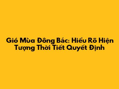 Gió Mùa Đông Bắc: Hiểu Rõ Hiện Tượng Thời Tiết Quyết Định