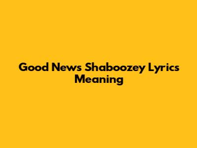 Good News Shaboozey Lyrics Meaning