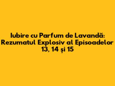 Iubire cu Parfum de Lavandă: Rezumatul Explosiv al Episoadelor 13, 14 și 15