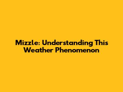 Mizzle: Understanding This Weather Phenomenon