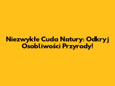 Niezwykłe Cuda Natury: Odkryj Osobliwości Przyrody!