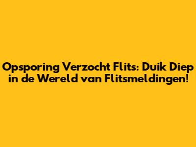 Opsporing Verzocht Flits: Duik Diep in de Wereld van Flitsmeldingen!