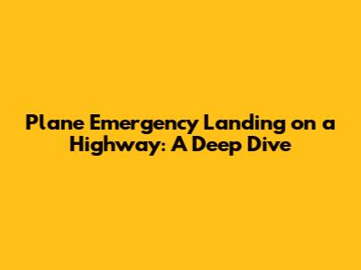 Plane Emergency Landing on a Highway: A Deep Dive