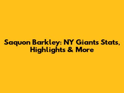 Saquon Barkley: NY Giants Stats, Highlights & More