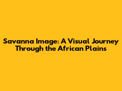 Savanna Image: A Visual Journey Through the African Plains