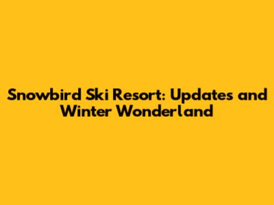 Snowbird Ski Resort: Updates and Winter Wonderland