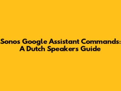 Sonos Google Assistant Commands: A Dutch Speaker's Guide