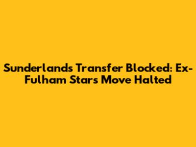 Sunderland's Transfer Blocked: Ex-Fulham Star's Move Halted