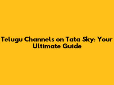 Telugu Channels on Tata Sky: Your Ultimate Guide