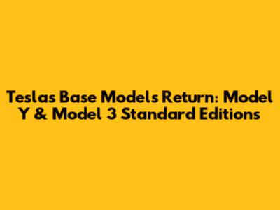 Tesla's Base Models Return: Model Y & Model 3 Standard Editions