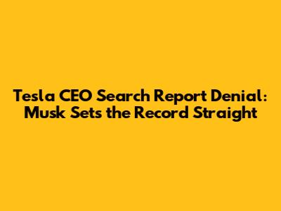Tesla CEO Search Report Denial: Musk Sets the Record Straight
