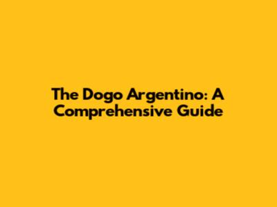 The Dogo Argentino: A Comprehensive Guide