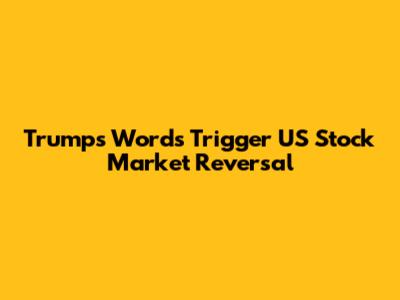 Trump's Words Trigger US Stock Market Reversal