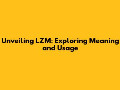 Unveiling LZM: Exploring Meaning and Usage