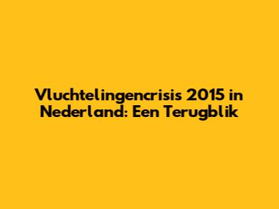 Vluchtelingencrisis 2015 in Nederland: Een Terugblik