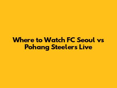 Where to Watch FC Seoul vs Pohang Steelers Live