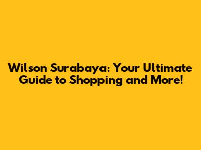 Wilson Surabaya: Your Ultimate Guide to Shopping and More!