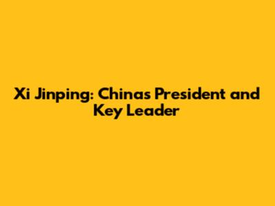 Xi Jinping: China's President and Key Leader