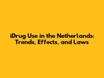 iDrug Use in the Netherlands: Trends, Effects, and Laws